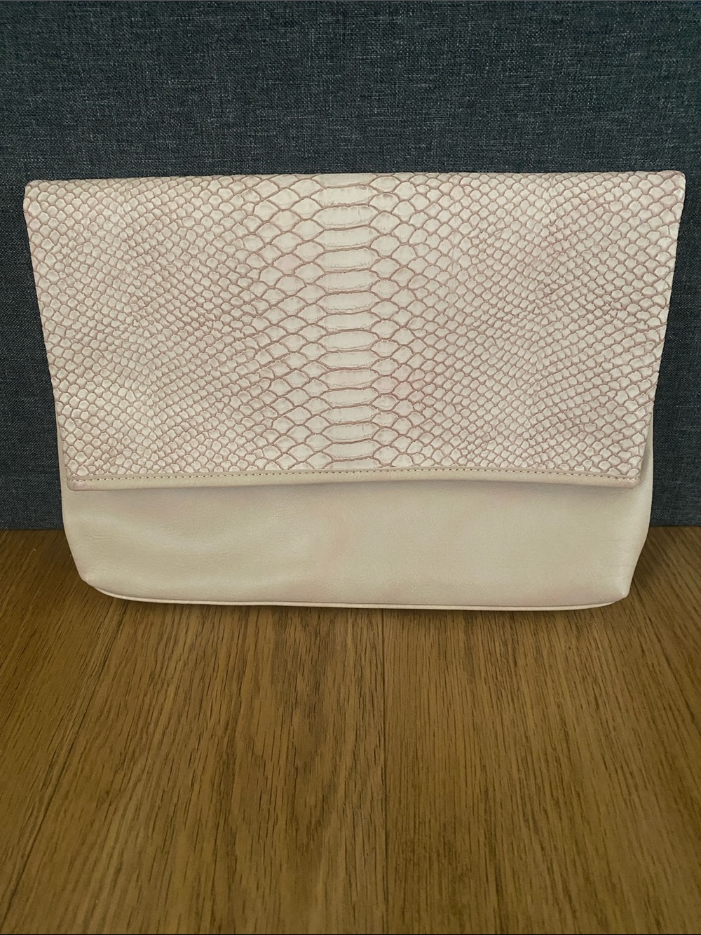 Lupoluna Women’s Pale Light Pink Textured Fold-Over Clutch Bag